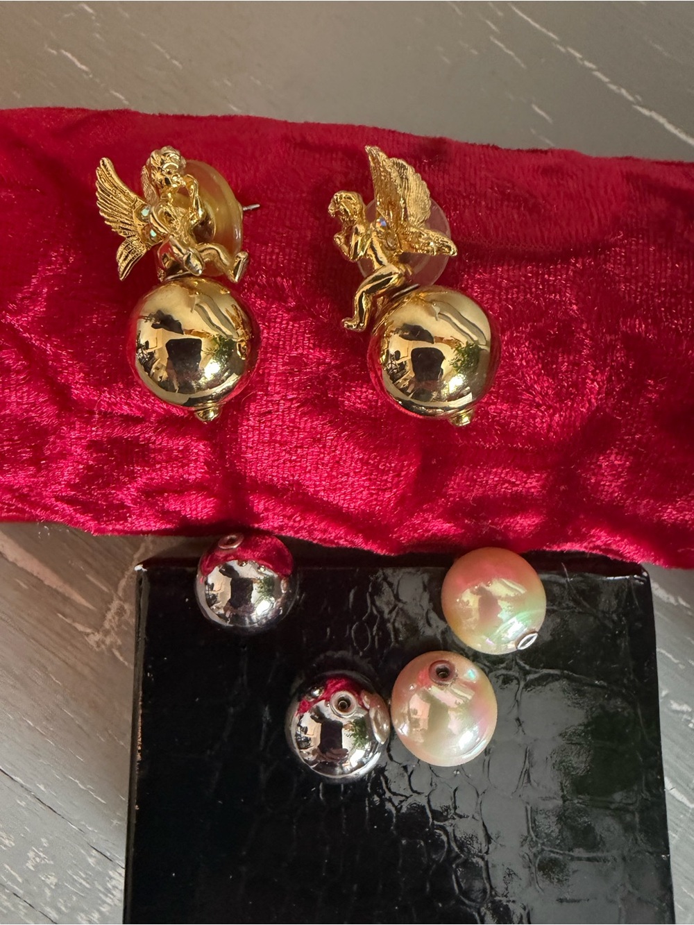 Joan Rivers Cherub Earrings with Changeable Gold, Silver, and Pearl Accents